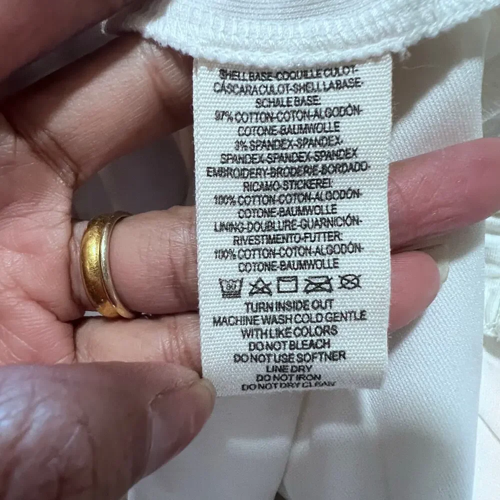 FREE PEOPLE White Eyelet High Waisted Trouser Pants Women's Size 6 (28x26) - Picture 8 of 9